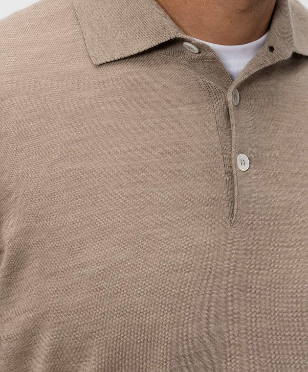 Brunello Cucinelli Бежевое поло из шерсти и кашемира M2400295 изображение 5