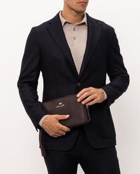 Enrico Mandelli Бордовый кожаный клатч 02HAND7213