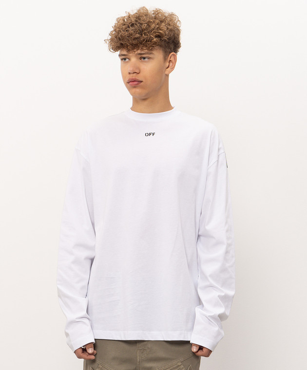 Off-White Белый лонгслив с логотипом Arrow 44MAB09CF26J001 изображение 3