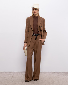 Brunello Cucinelli Коричневая футболка с кашемиром и шелком с люрексом M41835700P