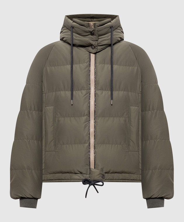 Brunello Cucinelli Пуховик цвета хаки с цепочкой мониль MH5257216