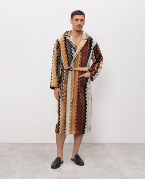 Missoni Home Коричневий махровий подовжений халат Giacomo у візерунок 1G3AC99708