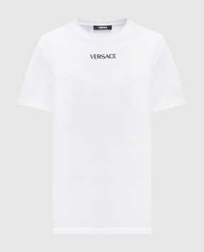 Versace Біла футболка з вишивкою логотипа 10139441A16455