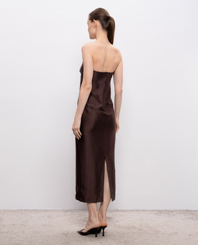 Loulou de Saison Коричневое платье миди GIULIA с шелком GIULIA