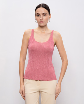 Twinset Розовый топ в рубчике с люрексом 261TP3041