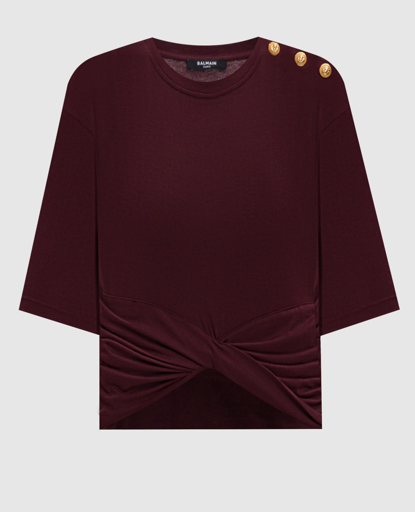 

Бордовая укороченная футболка с драпировкой, Бордовый, Футболки