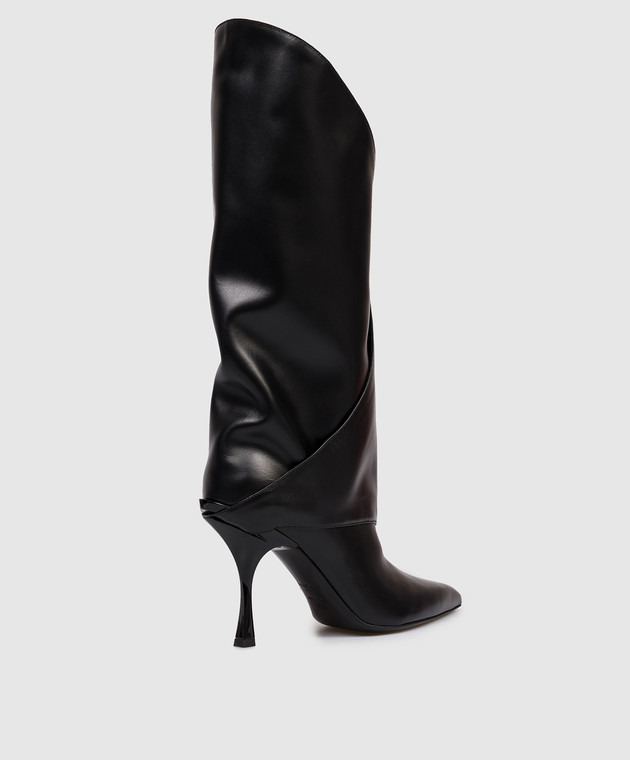 Balmain Черные кожаные сапоги Twist FN1TA144LVIT изображение 3