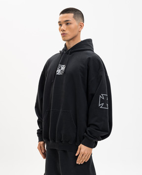 Vetements Чорне худі з принтом ME76HD161B