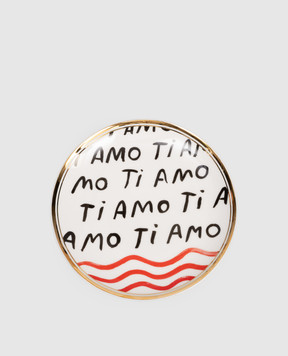 Bitossi Home Белая фарфоровая тарелка для хлеба I Love You FTB00269