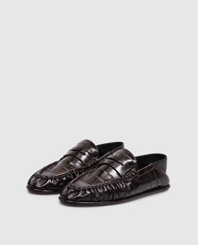 Saint Laurent Темно-коричневые кожаные глянцевые мокасины Cassandre A004150WXAG