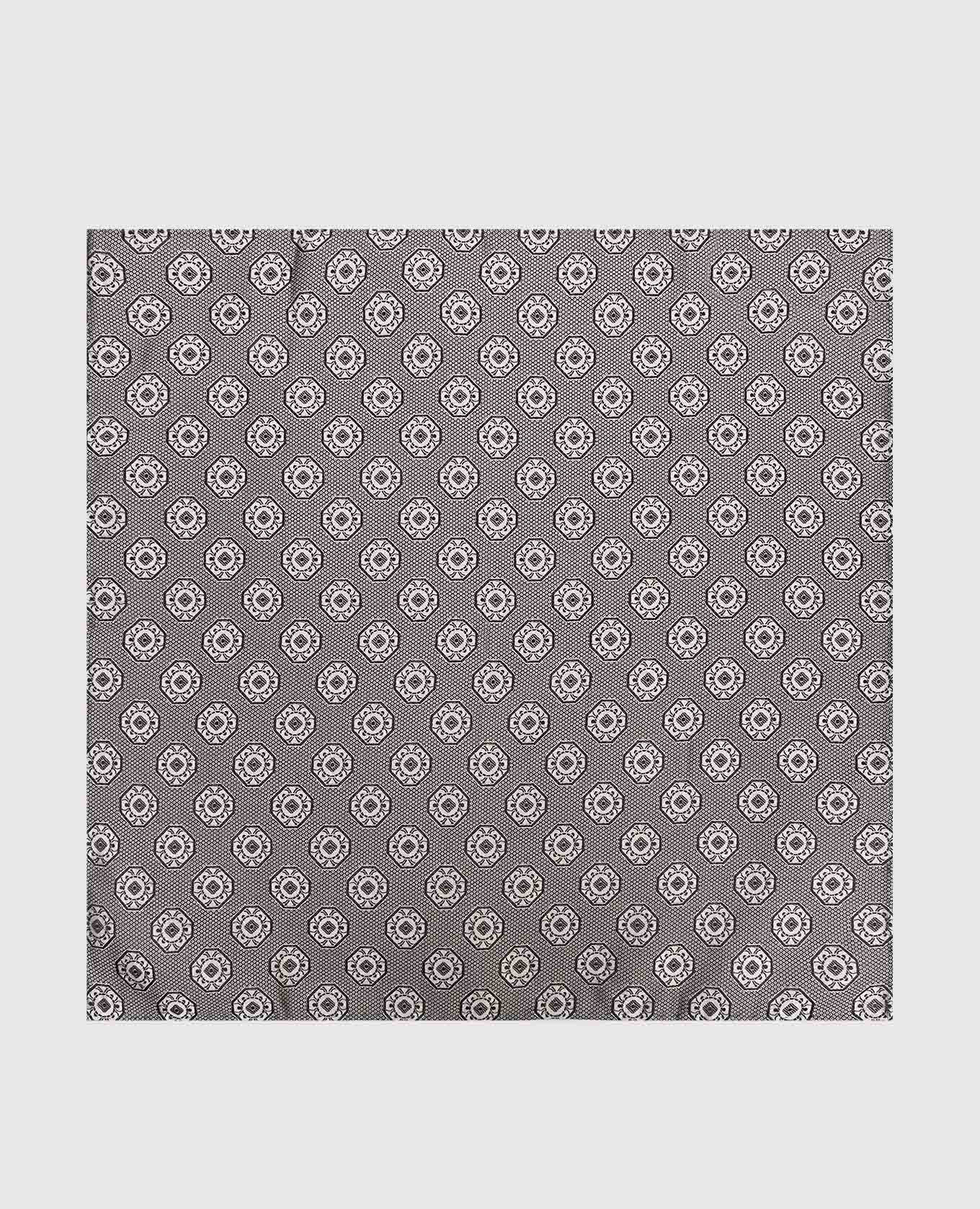 Серый платок-паше из шелка в узор