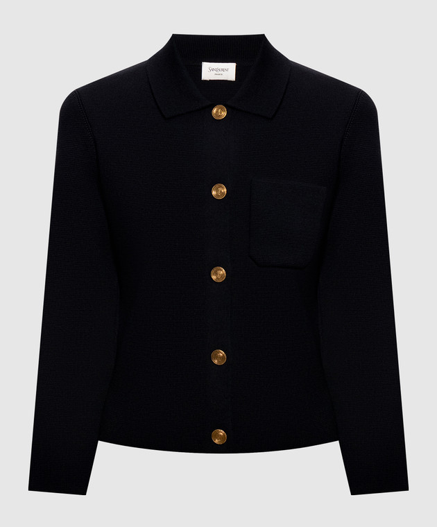 Saint Laurent Синий кардиган из шерсти A0044ZY76TR