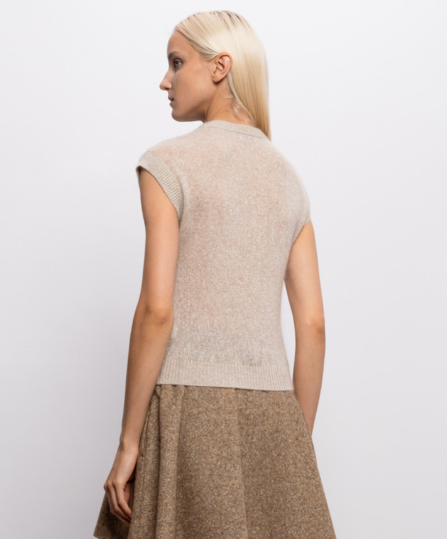 Brunello Cucinelli Бежевий в'язаний топ з вовною MBG775530 зображення 4