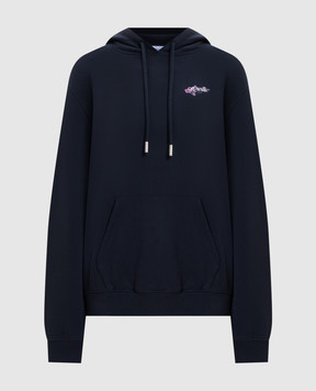 Off-White Синие худи с принтом Driper Watercol Arrow 2BB064S26FLE003