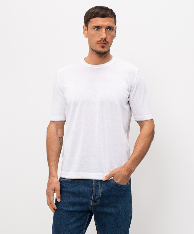 Pini Parma Біла футболка з контрастним окантуванням TSHIWHITE зображення 3