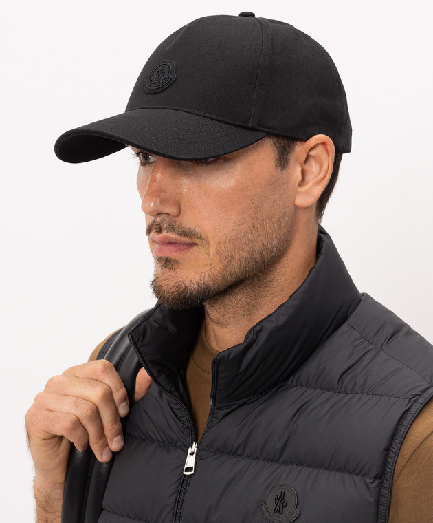 Moncler Чорна кепка з нашивкою логотипа L20913B000250U082 зображення 2