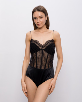 Simkhai Черный боди из шелка с кружевом 2268020LE
