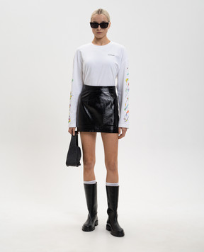 Off-White Белый лонгслив с брендовым цветочным принтом 2AB038S26JER001