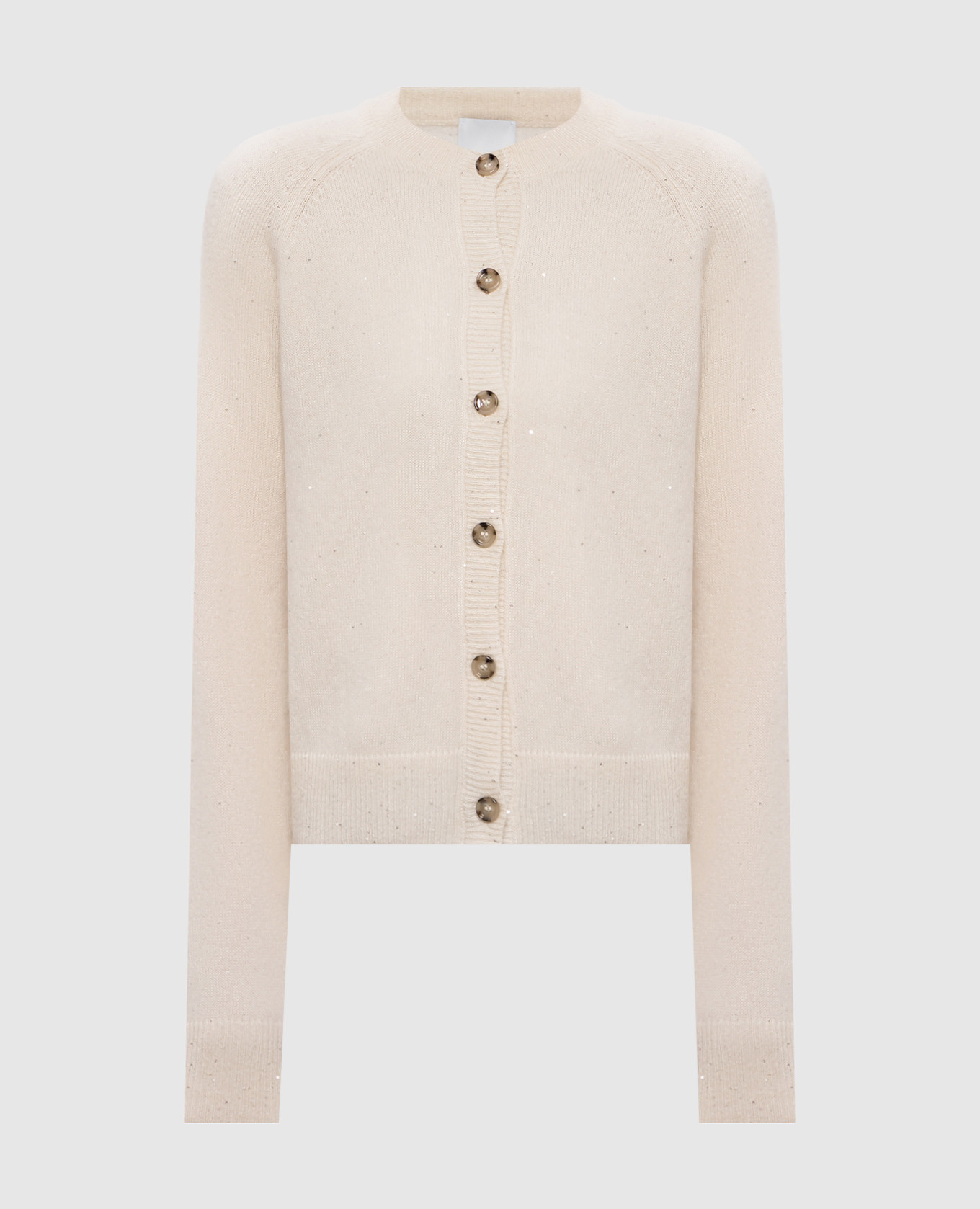 

Бежевый кардиган из кашемира и шелка с пайетками, Кардиганы