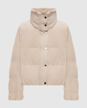 Brunello Cucinelli Бежевый пуховик с воротником MH5257474