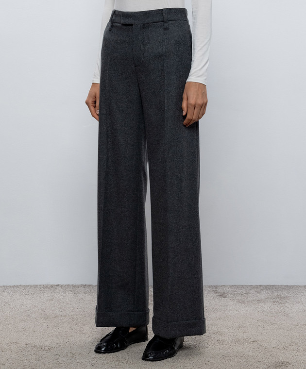 Brunello Cucinelli Брюки из шерсти и кашемира серого цвета MB162P8492 изображение 3