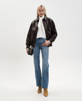 Babe Pay Pls Коричневая кожаная куртка с драпировкой 2533AMAZON