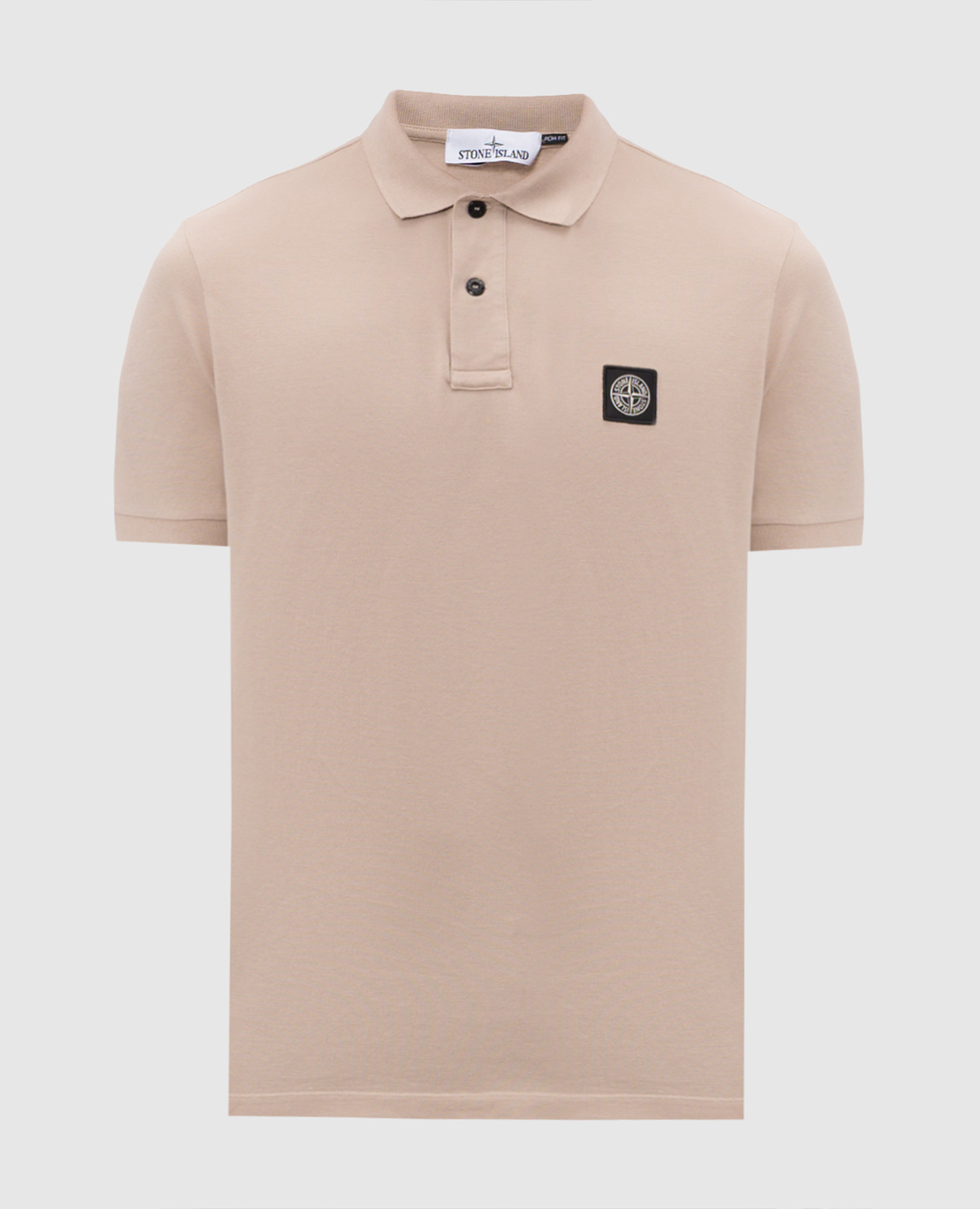 Бежевое поло с нашивкой логотипа