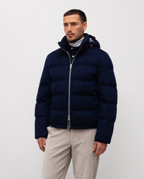Brunello Cucinelli Пуховик з вовни синього кольору MQ4631826