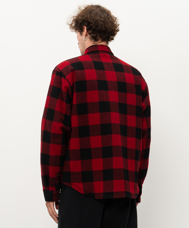 Vetements Красная куртка в стиле рубашки из шерсти в клетку MH27SH066RCm изображение 4