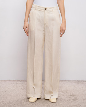 Woolrich Штани кольору айворі з льоном CFWWTR2025FRUT3043