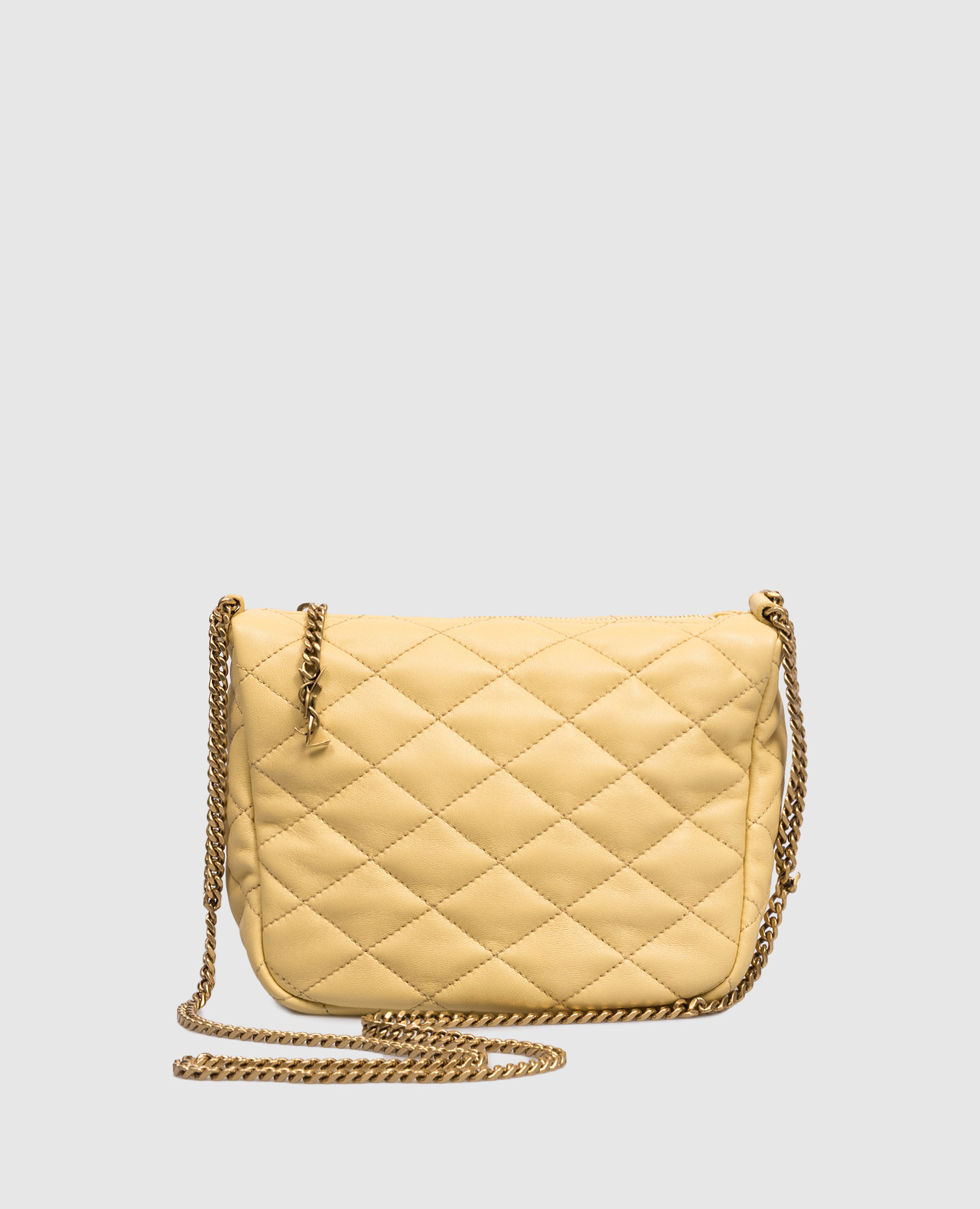 

Желтая кожаная стеганная сумка, Желтый, Сумки через плечо