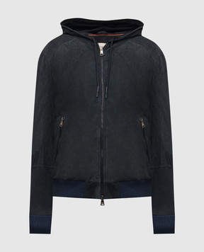 Cashmere&Whiskey Синя замшева куртка з капюшоном DF866