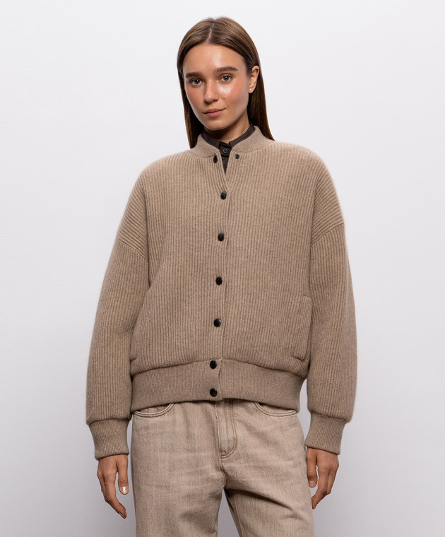 Brunello Cucinelli Бежевий бомбер з кашеміру M12719906P зображення 3