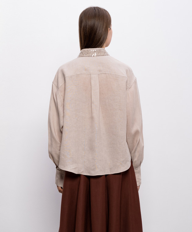 Brunello Cucinelli Сіра сорочка з льону з паєтками MA698RH306 зображення 4