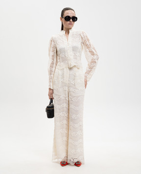 Twinset Штани кольору айворі з мережива 261TP2901