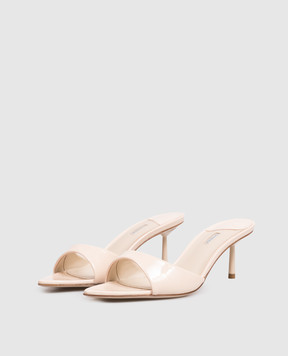 Le Silla Бежевые кожаные лакированные мюли Bella 6625E060BXPPGSL