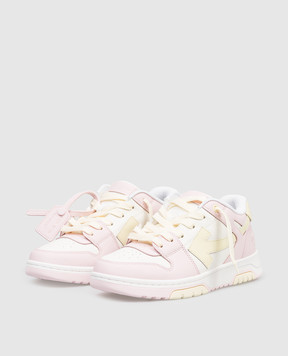 Off-White Дитячі рожеві шкіряні кросівки Out Of Office з логотипом OGIA007S26LEA001