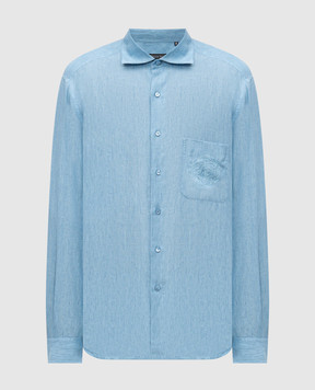 Stefano Ricci Блакитна сорочка з льону MC007893BX2922