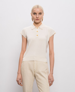 Balmain Бежевое поло с шелком GF0GB035KJ53