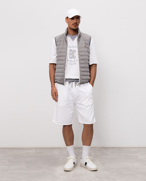 Brunello Cucinelli Біла футболка з принтом та манжетами MR8313378G