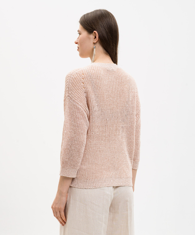 Peserico Розовый джемпер из льна с пайетками S99134F059263A изображение 4