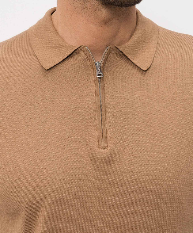 Cashmere&Whiskey Коричневое поло с шелком FS05 изображение 5
