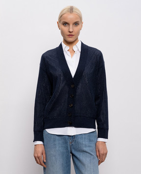 Brunello Cucinelli Синий кардиган с люрексом MST258306
