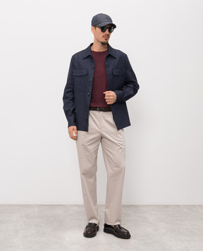 Agnona Синяя куртка в стиле рубашки из льна TS09U1YU3047