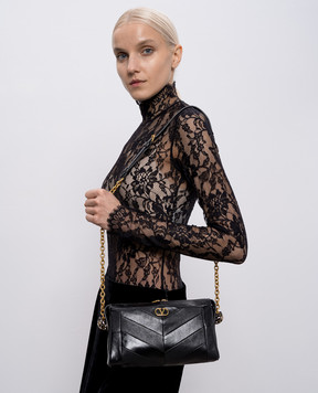 Valentino Чорна шкіряна сумка Panthea з кристалами Swarovski 8W0B0S99UYF