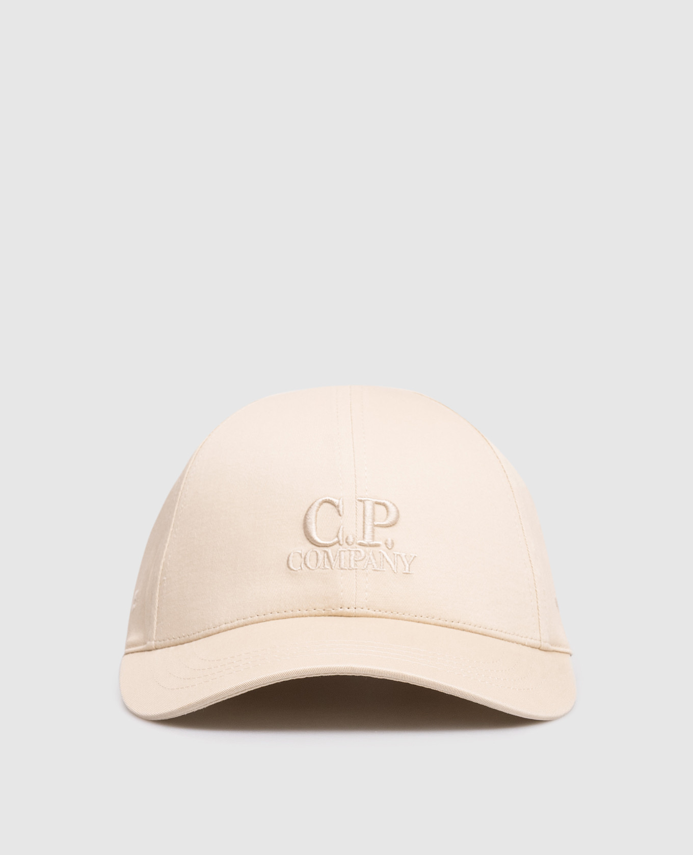 Детская бежевая кепка с вышивкой логотипа