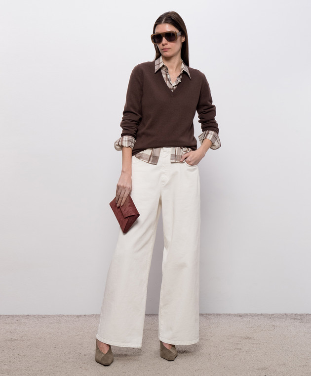 Brunello Cucinelli Коричневий пуловер з кашеміру M12244402P зображення 2