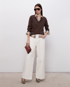 Brunello Cucinelli Коричневий пуловер з кашеміру M12244402P