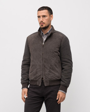 Canali Коричневая комбинированная куртка LE00145O70477