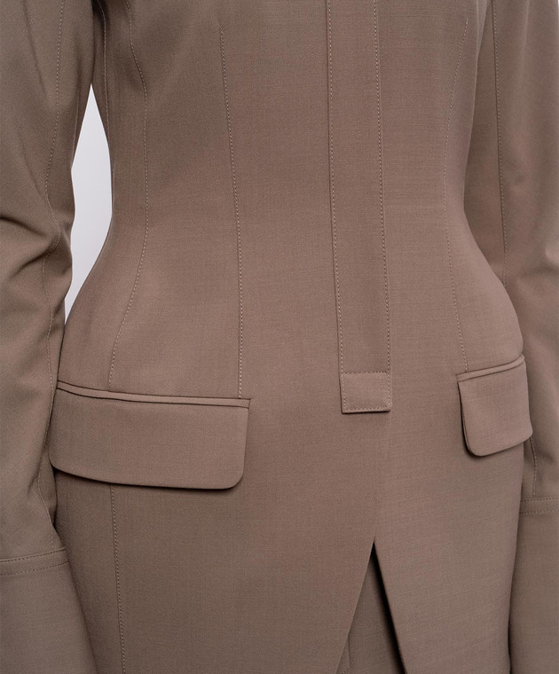 Thierry Mugler Коричневый жакет в стиле рубашки с шерстью 26S1VE04831032 изображение 5